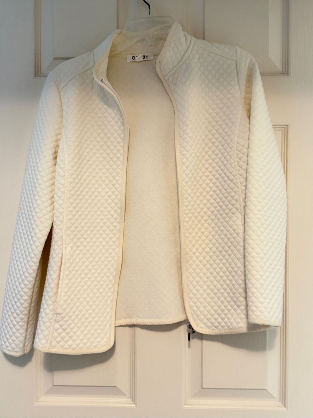 Onyx Cream Quilted Zip-Front Jacket